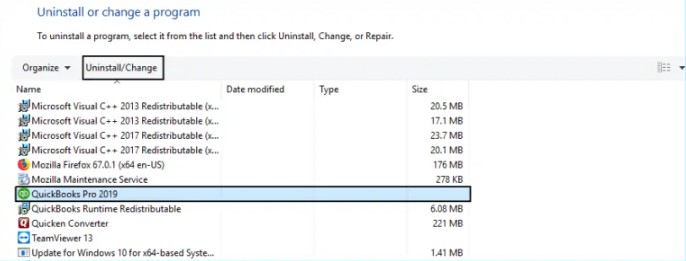 Remove QuickBooks Desktop Application