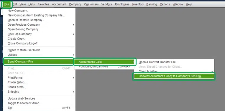 Accessing Accountant’s Copy Transfer File