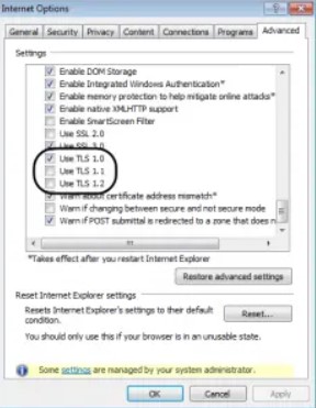 Adjust update settings in Internet options