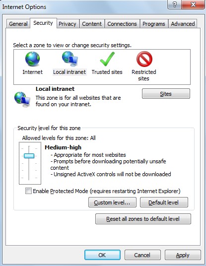 Configuring Internet Explorer Settings