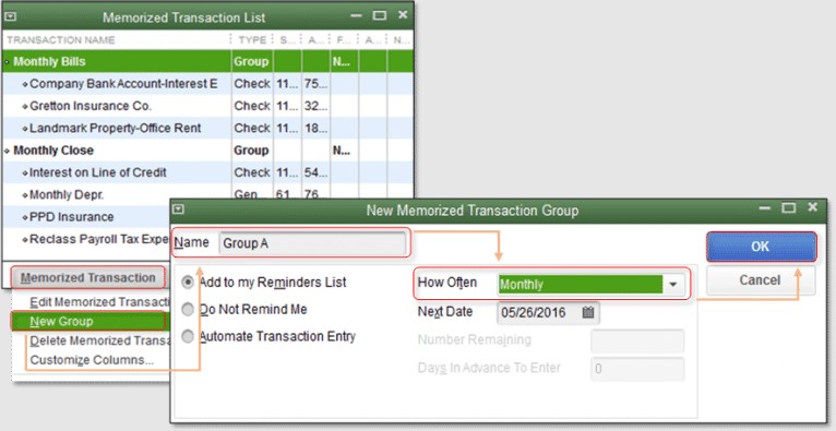 Creating Memorized Transactions