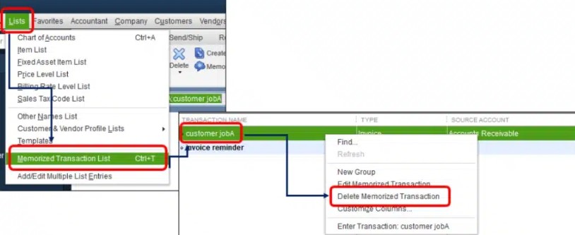 Deleting Memorized Transactions for Windows