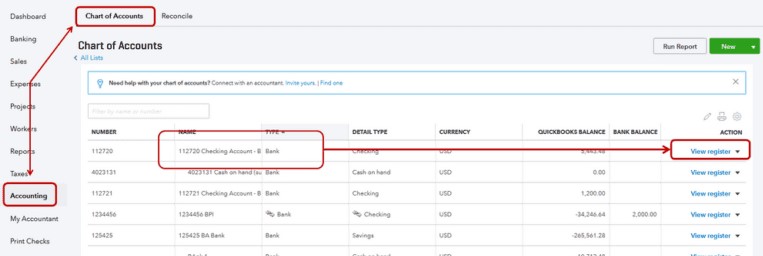 Finding and Using QuickBooks Check Register View