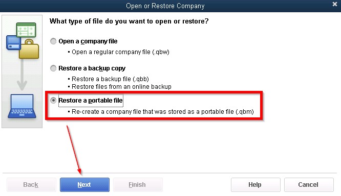 How to get a portable file restored in QuickBooks