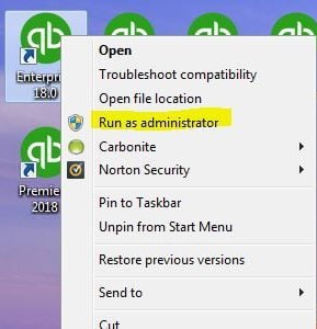 Running QuickBooks as an administrator