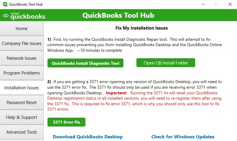 The Diagnostic Tool for QuickBooks Installation