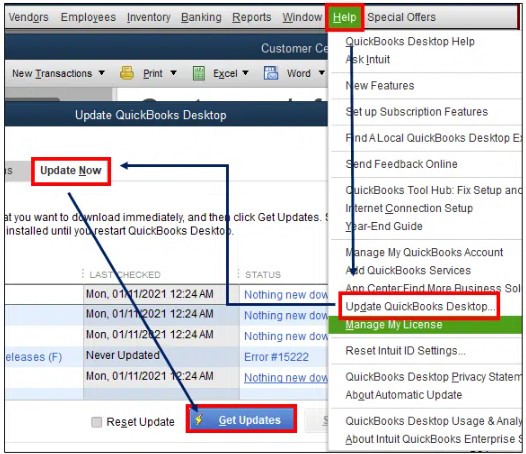 Updating QuickBooks