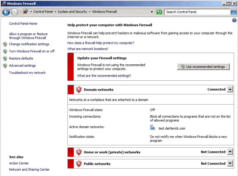 Updating firewall