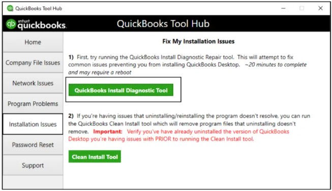 Using QuickBooks Install Diagnostic Tool