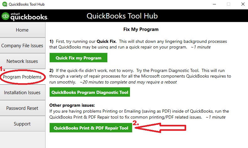 Utilize QuickBooks PDF and Print Repair Tool