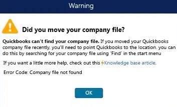 What is QuickBooks Company File Not Found Error