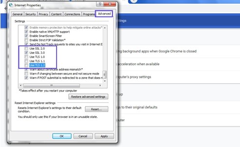 Connecting the SSL settings