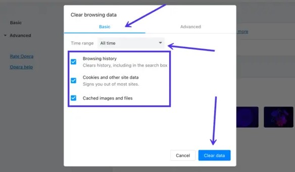 Delete Browser Cache and Cookies