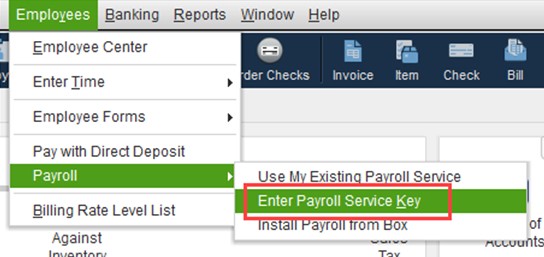 Enter Payroll Service Key