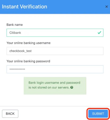 Enter the banking login information again