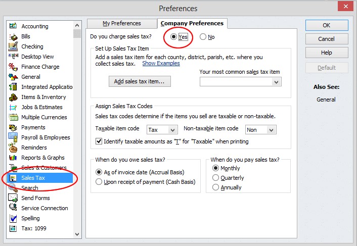 Explore the Inventory & Sales Tax Preferences