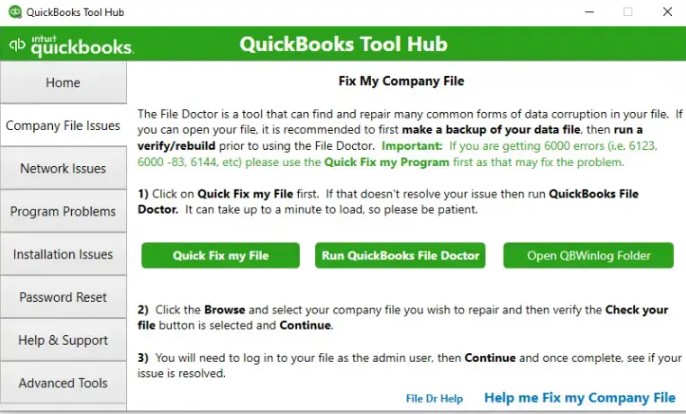 Run QuickBooks tool hub