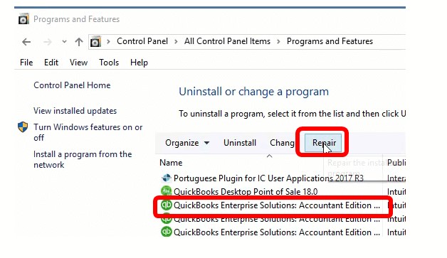 Run the repair tool to fix QuickBooks error 40001