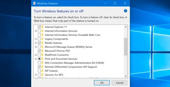 Turn Windows Features On or Off