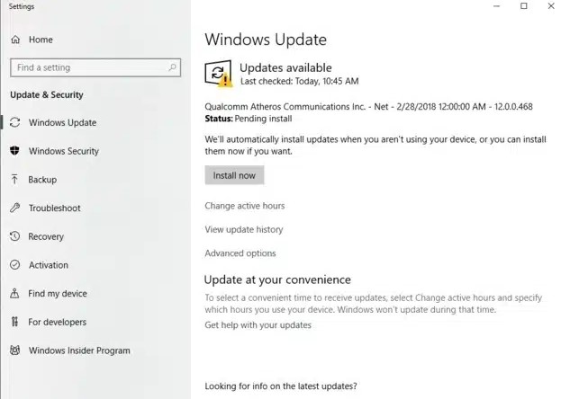 Update the Windows operating system