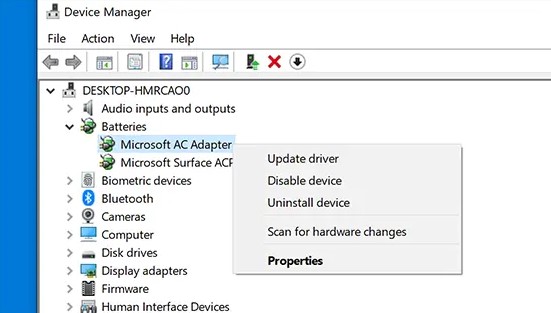 Update the window drivers and verify the obsolete gadget drivers