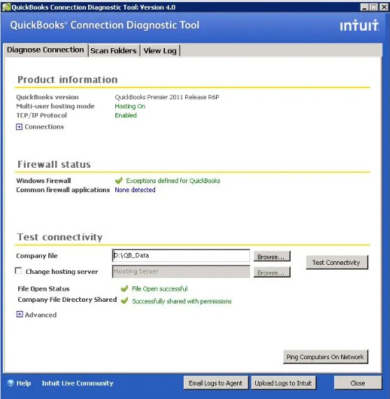 Use the QuickBooks Connection Diagnostic Tool after launching it