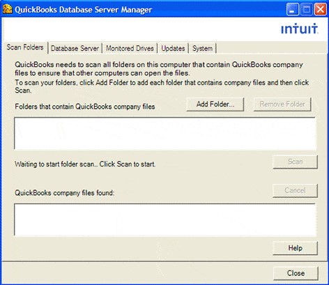 Utilize the QuickBooks database server manager