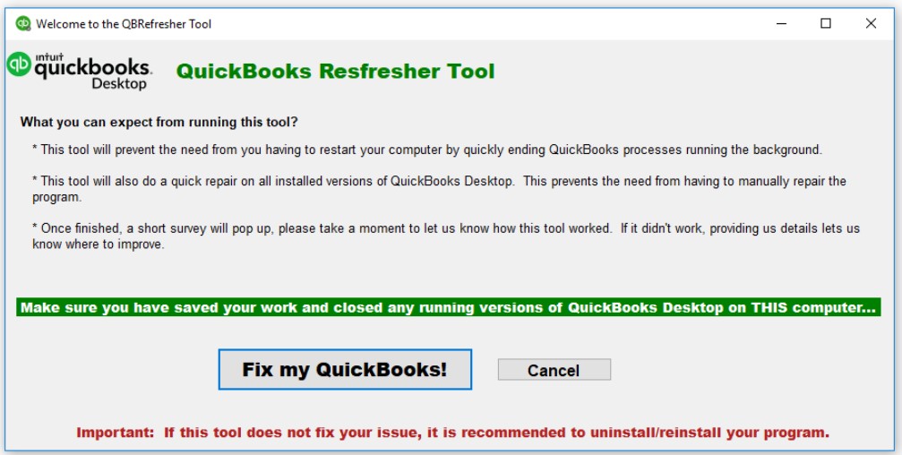 What is the QuickBooks refresher tool