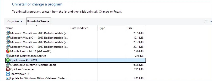 uninstalling QuickBooks 2016