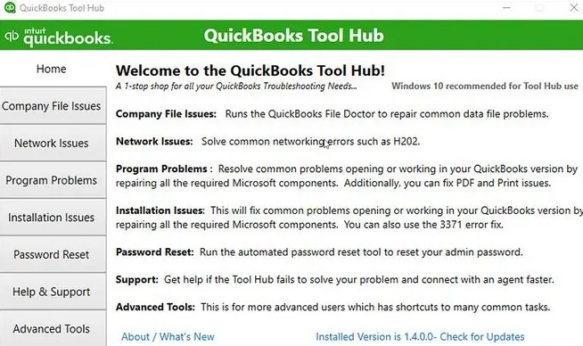 Download and install the QuickBooks tool hub