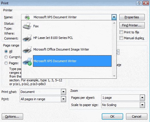 Microsoft XPS Document Writer