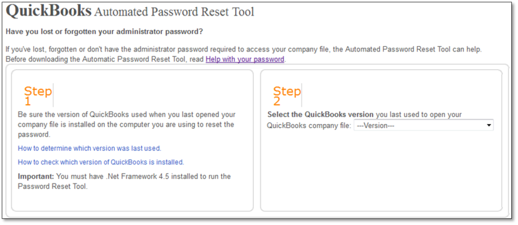 quickbooks password reset tool
