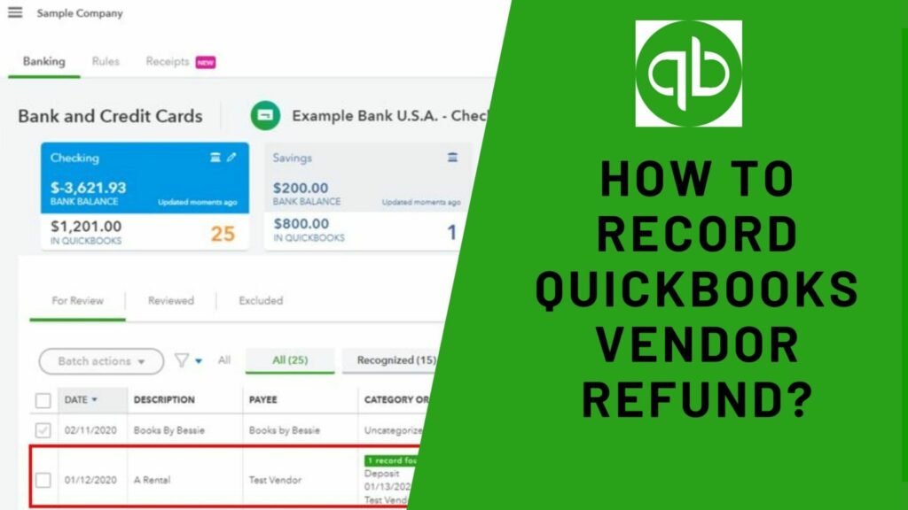 Record QuickBooks Vendor Refund