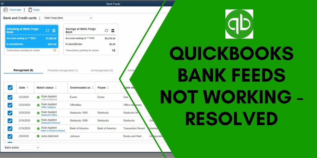 QuickBooks Bank Feeds Not Working