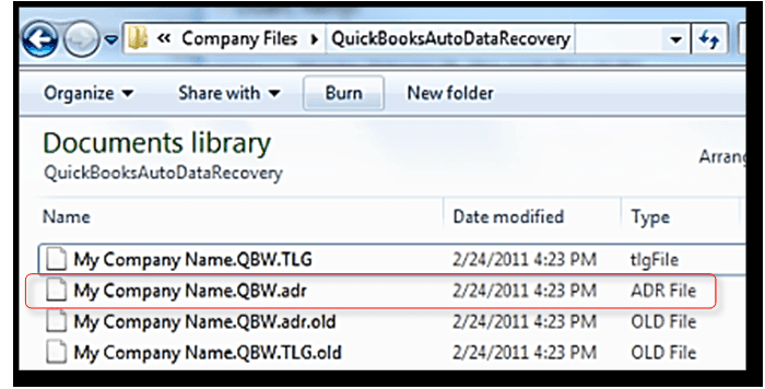 QuickBooks error 6150 : Adr and .TLG.adr files